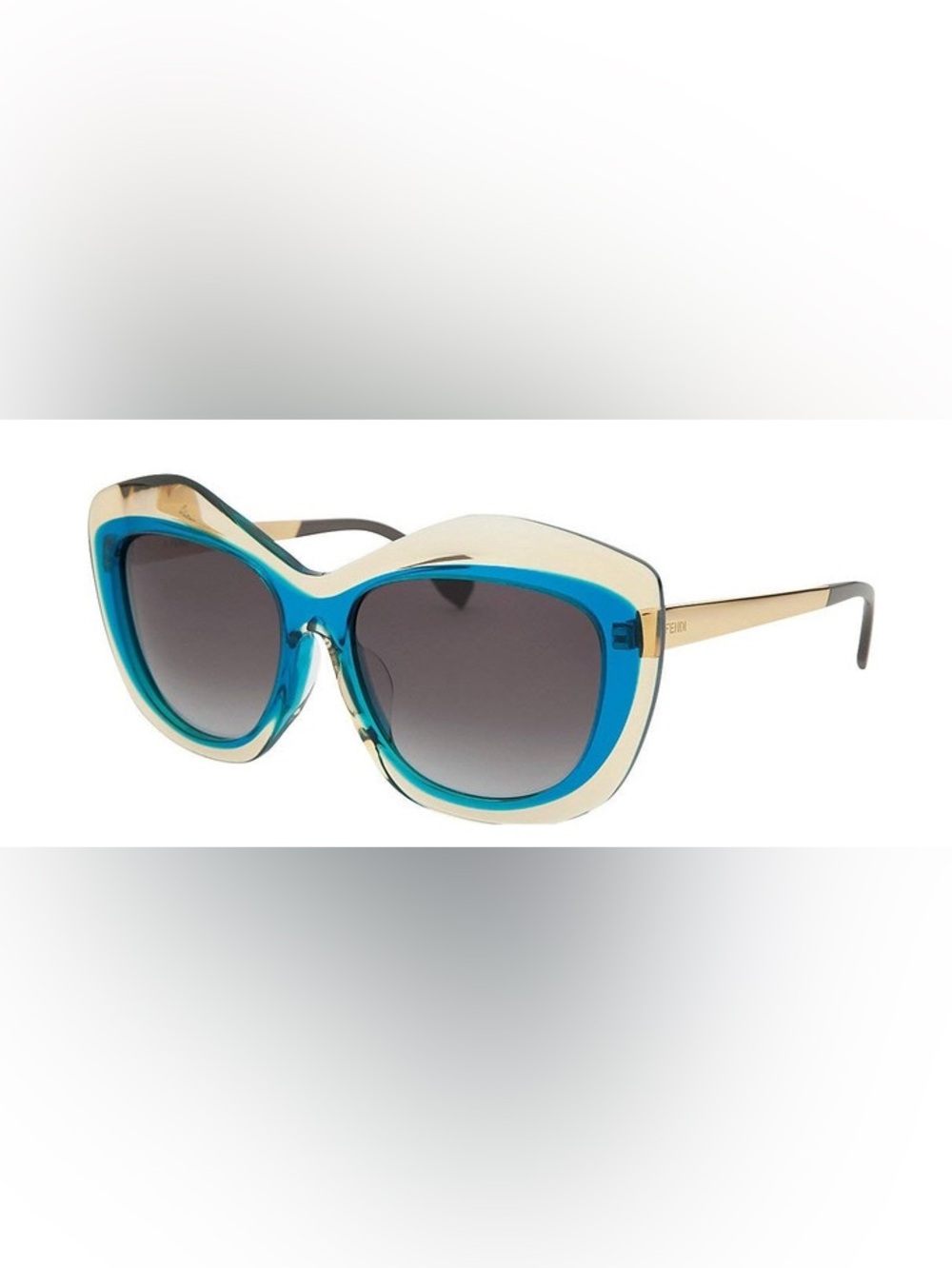 FENDI Designer Sunglasses Blue and Cream Oversized Cat-Eye Sunglasses FF0029/S